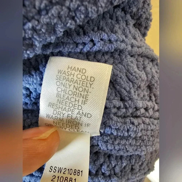 J Jill Women L Cable Knit Sweater Pullover Chunky Periwinkle Tunic Length Soft - Picture 9 of 9